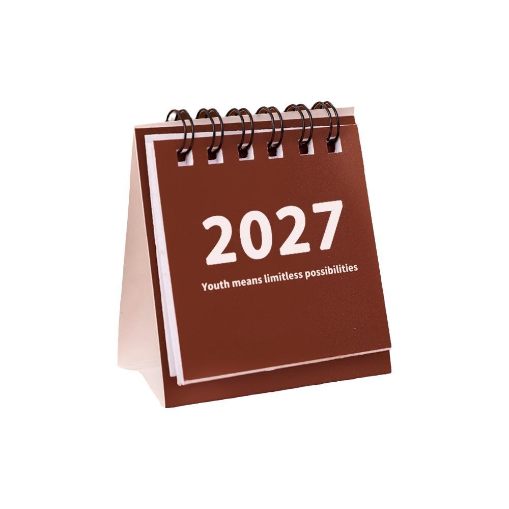 Vertical 2027 Mini Calendar Thick Paper Mini Standing Desk Calendar Freestanding Base Memo Notes Desktop Calendar