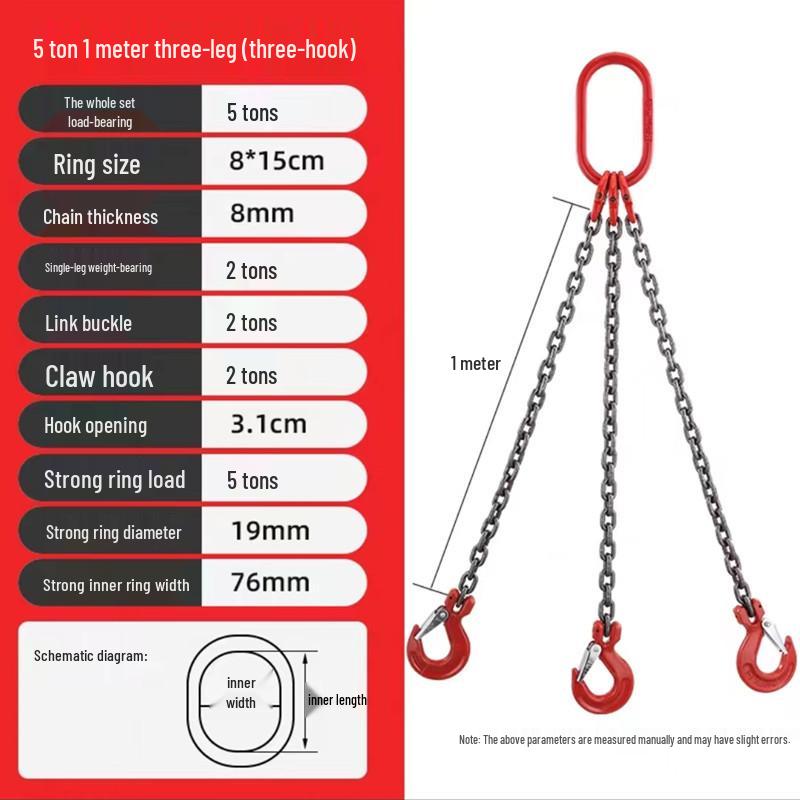 Lifting Chain Sling Set with Four Legs and Two Hooks - Grade 80 Manganese Steel Rigging