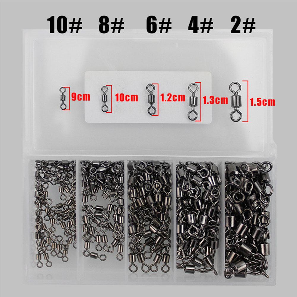2501Pcs Anti-corrosion Wear Resistance 8 Shape Fishing Rolling Swivels Solid Ring Fishing Tackle