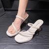 Transparent Slippers Summer Women Shoes Square Heel Mules Luxury Sandals Fashion Designer High Heels Trend Elegant Women Sandals