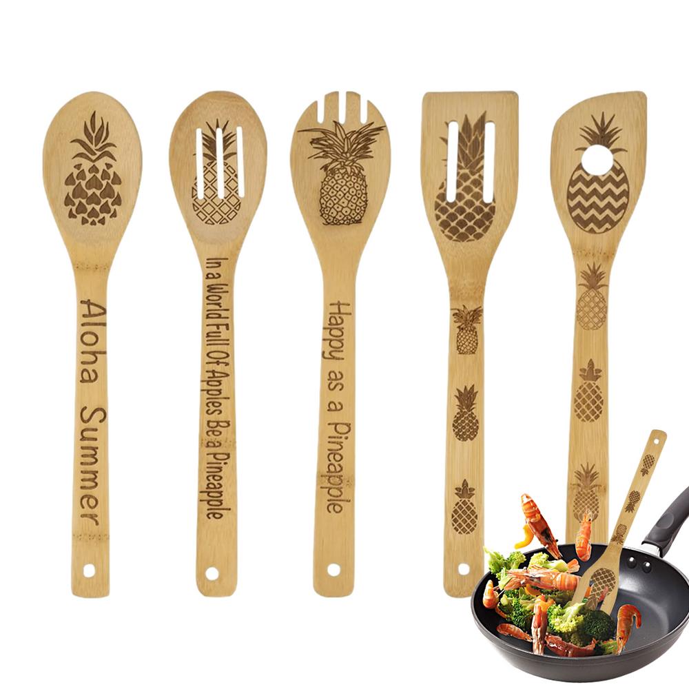 Kitchen Spatula Set Kitchen Cooking Utensils Washable Wooden Ladle Hangable Cookware Utensil Set Cooking Spoon Set For Cooking