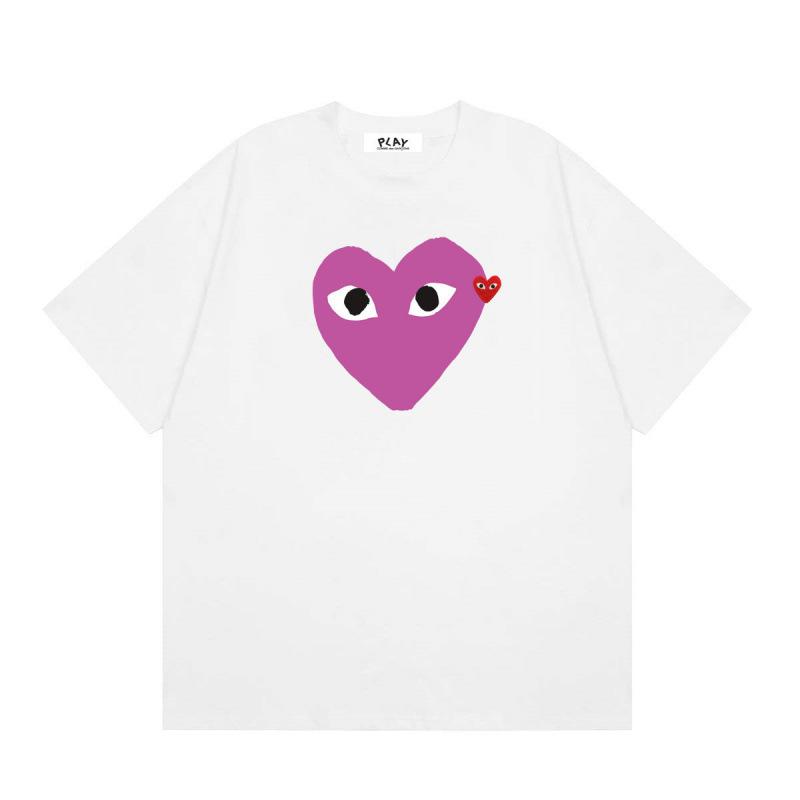 Japanese trendy brand heart-print short-sleeve T-shirt, unisex loose couple's summer casual daily versatile top