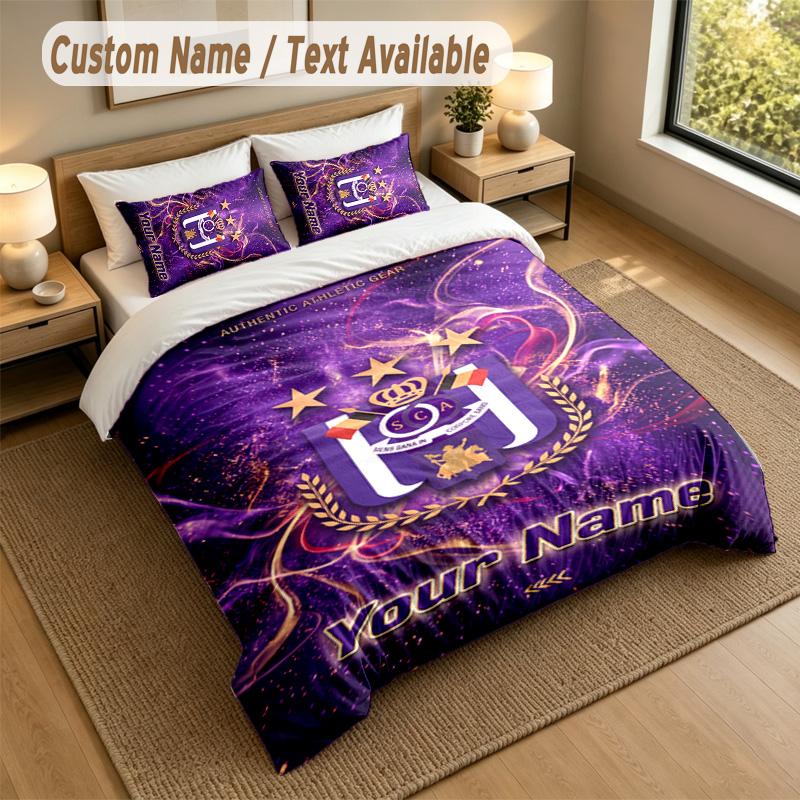 3Pcs Bedding Set Custom Name Text, 1 Sheet 2 Pillowcases Home Bed DecorAnderlecht FC