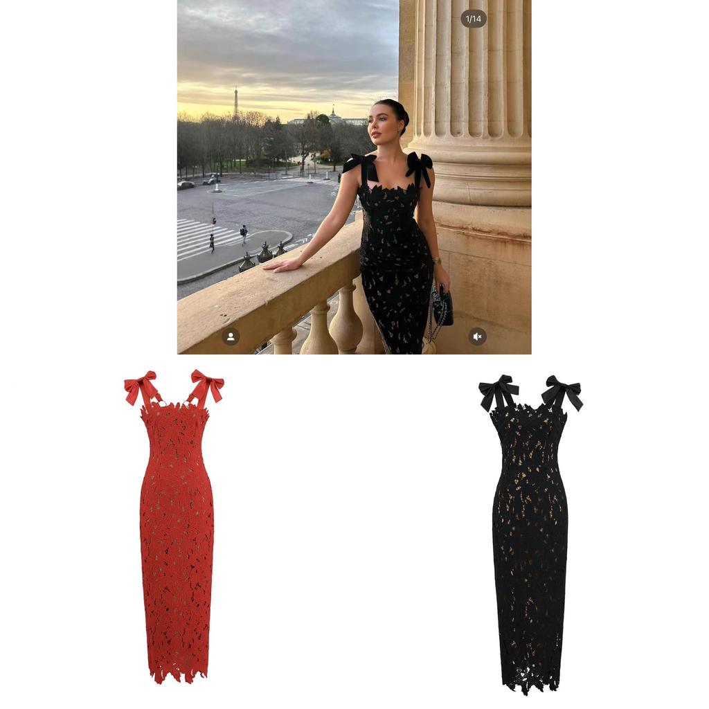 Elegant Polyester Lace Sleeveless Maxi Dress For Women In Party And Evening Wear
