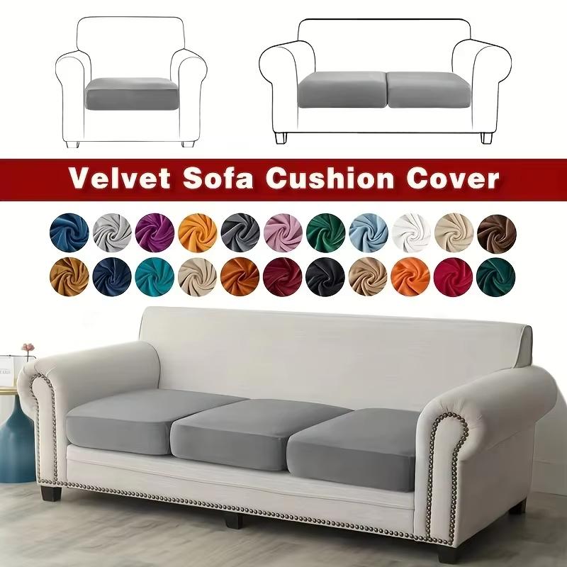 Velvet Sofa Seat Covers Plush L-Shaped Sofa Cushion Covers Elastic Slipcover All-Inclusive Couch Sofa Cover For Home Dining Room