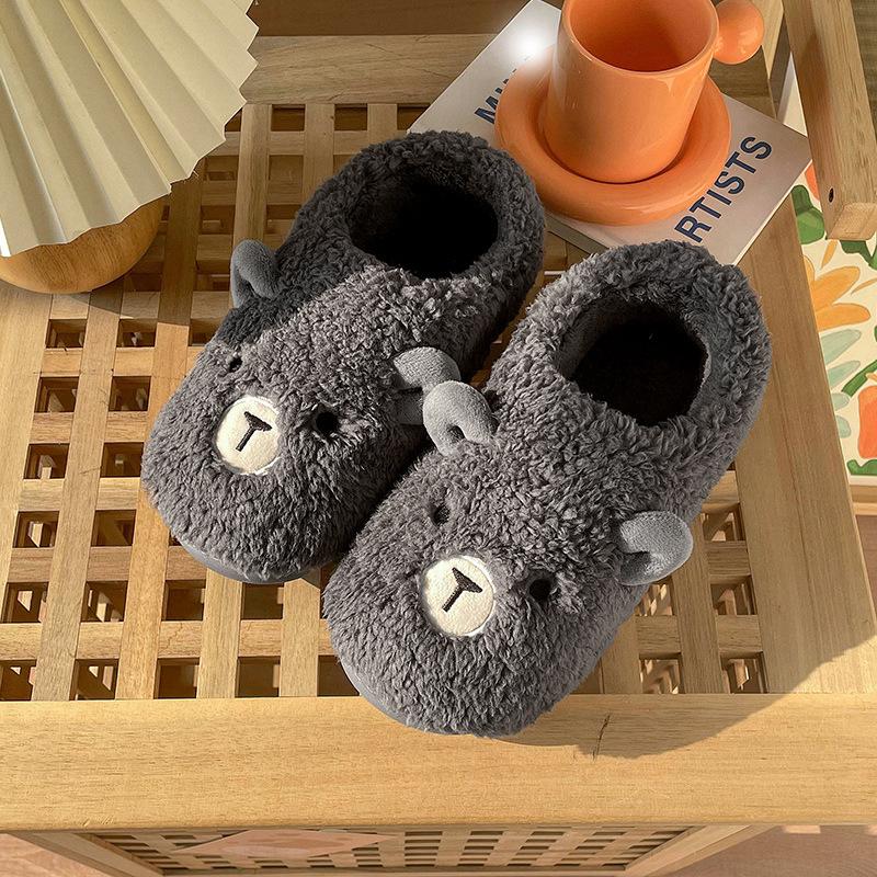 Cotton Slippers Women's Spring and Autumn Winter Home Indoor Non-slip Confinement Shoes Thick-soled Home Warmth Couple Men