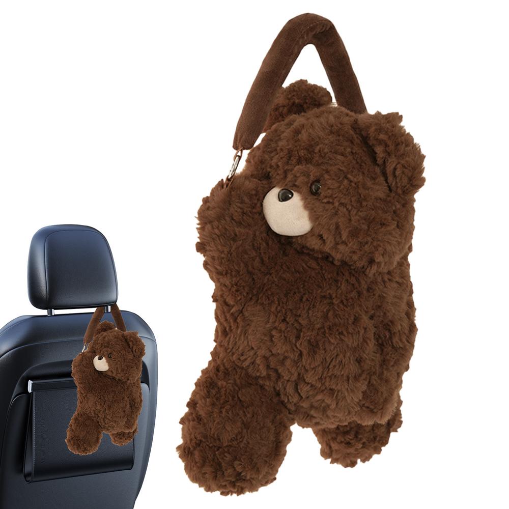 

Милая салфетница для автомобиля, коробка для салфеток в виде медведя, декоративный органайзер, аниме-чехол для салфеток для украшения ванной комнаты, организация автомобиля коричневый