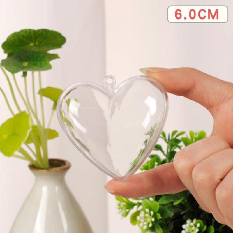 Bola de decoração de plástico transparente aberta para natal, enfeite de bola, caixa de presente