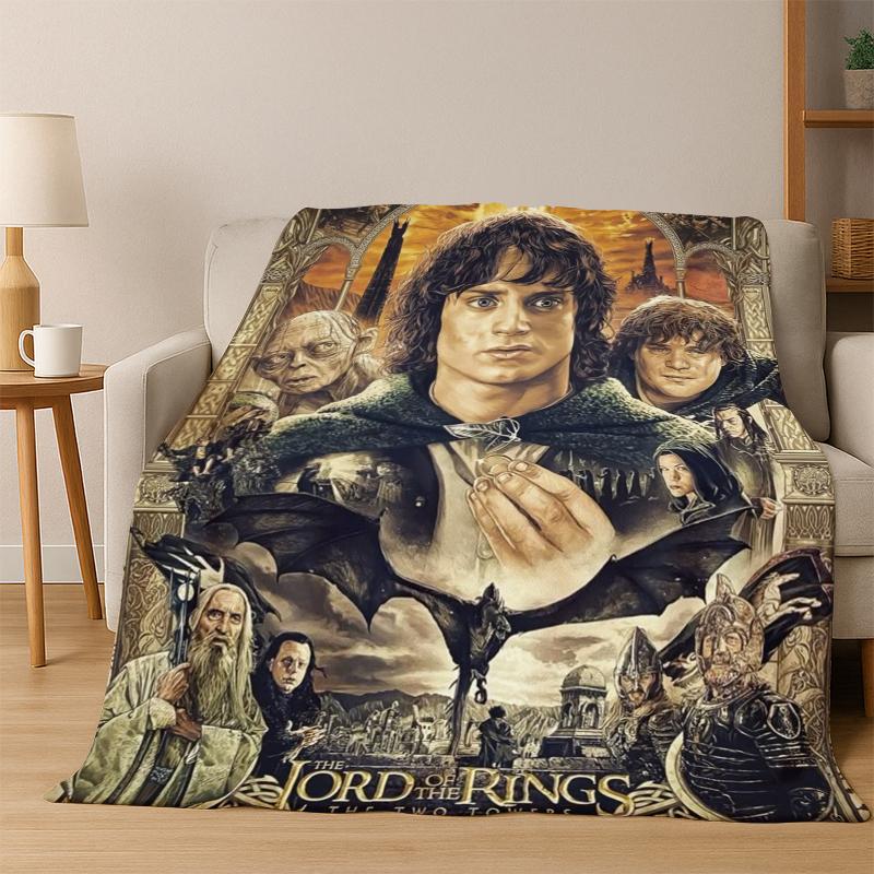 

Movie L-Lord of The Rings H-Hobbit Flannel Blanket Soft Warm Blanket Throw Blanket for Bedroom Living Room Bed Picnic Gift Kid 75x90cm