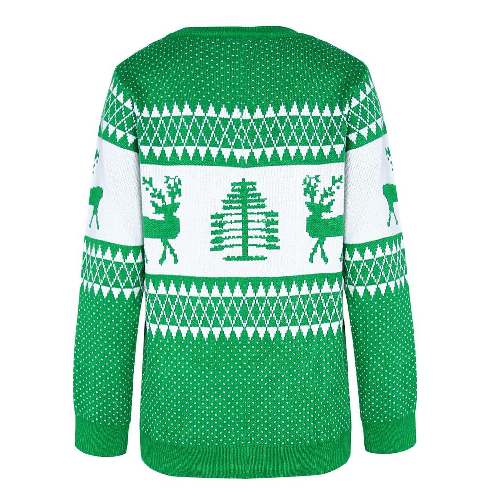 Women Christmas Sweater Long Sleeve  Christmas Tree Knitting Sweater Tops