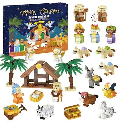 Calendário do Advento de Natal DIY Caixa de Presente Presépio Jesus Blocos Brinquedos 24 dias Contagem Regressiva Calendários do Advento Decoração de Casa de Natal