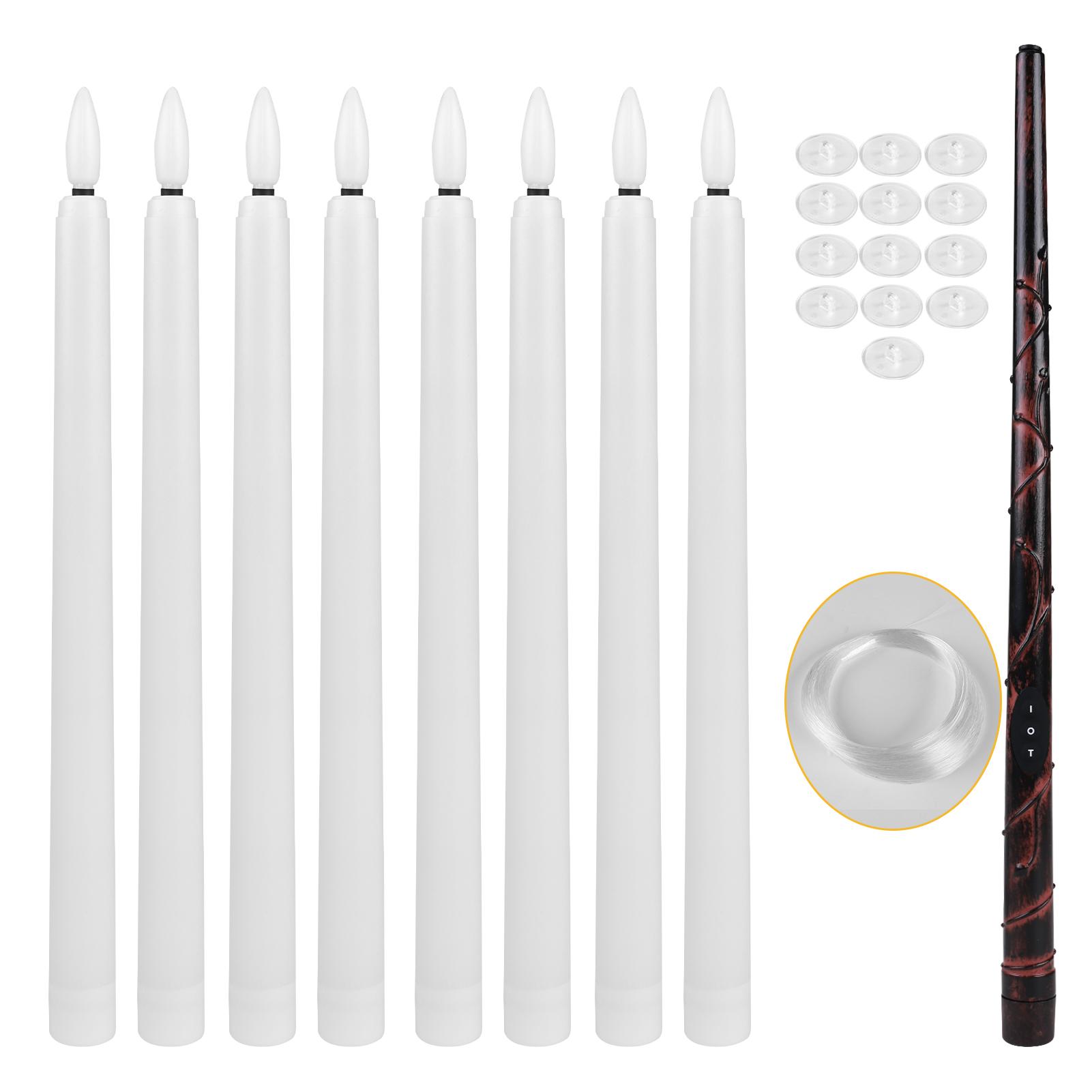 

Беспламенные плавающие свечи с волшебной палочкой, мерцающие теплым светом, светодиодные конические свечи для Рождества, Хэллоуина, работающие от батареек, декор