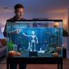 Atmospheric Underwater Props Halloween Aquarium Dancing Skeleton, Bubble Driven Moving Joints Skeleton Freshwater Landscaping Ornament, Realistic