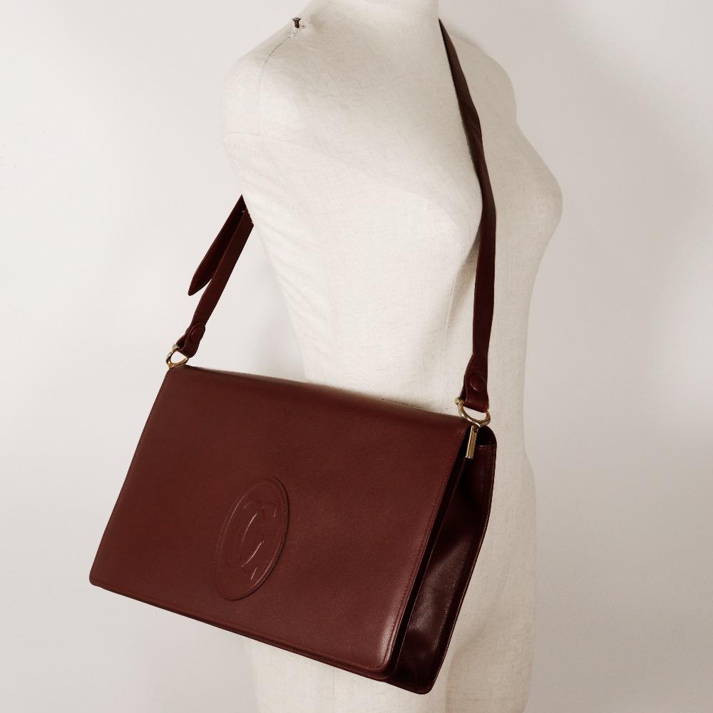 Cartier Must Line Umhängetasche Bordeaux Kalbsleder Damen Gebraucht