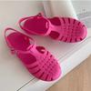 Fashion Retro Woven Roman Sandals Women's Summer Korean Sle Fairy Wind Flat Bot Jelly Oes Beach Oes Breathable Open Toe
