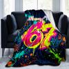 1PC Custom Name Graffiti Art Celebration Flannel Blanket Versatile,all-season Throw Suitable for the Living Room,bedroom,camping,travel,and Gift