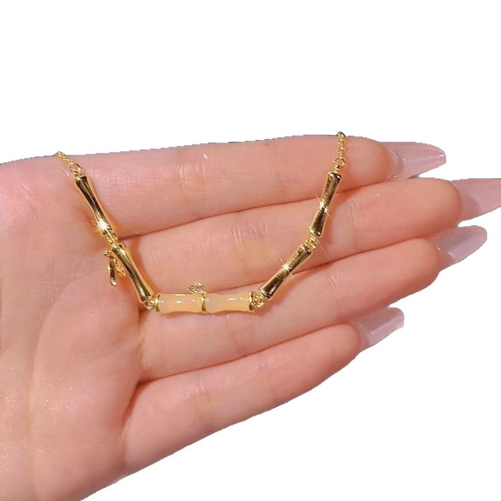 New Versatile Opal Bamboo Anklet Joint High Foot Chain Women's Niche Design Fashionable Personality Versatile