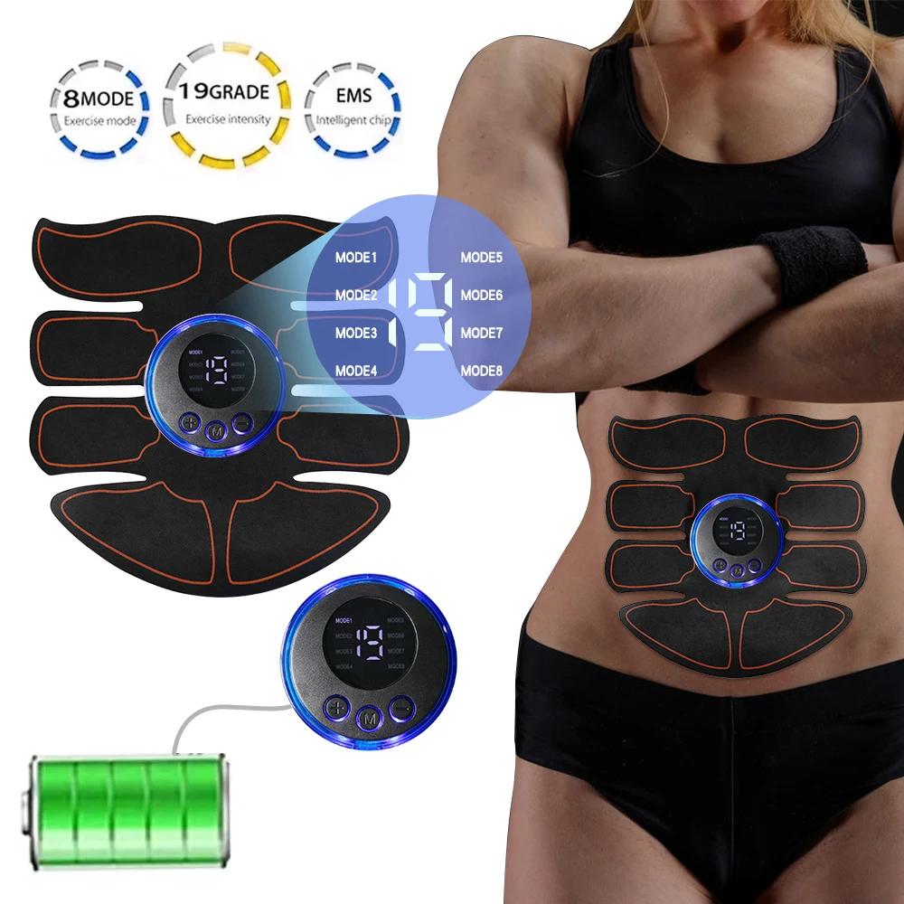 8 Modi EMS Drahtloser Muskelstimulator Fitnesstrainer ABS Bauch Elektrischer Gewichtsverlust Körper Abnehmen Massageador USB-Aufladung