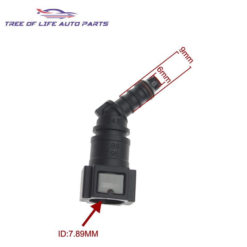 2/5/10x 7.89 ID6 45° Car Fuel Line Hose Coupler Quick Release Connect Connector Fuel Line Nylon Hose Coupler Carburetor Part