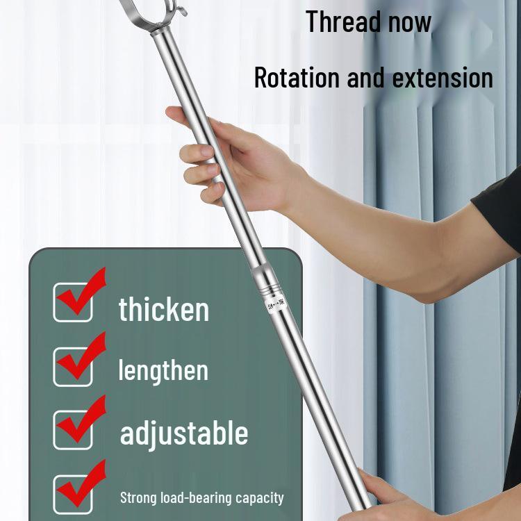Extra Thick 304 Stainless Steel Retractable Clothes Drying Rod and Hanger for Household Use