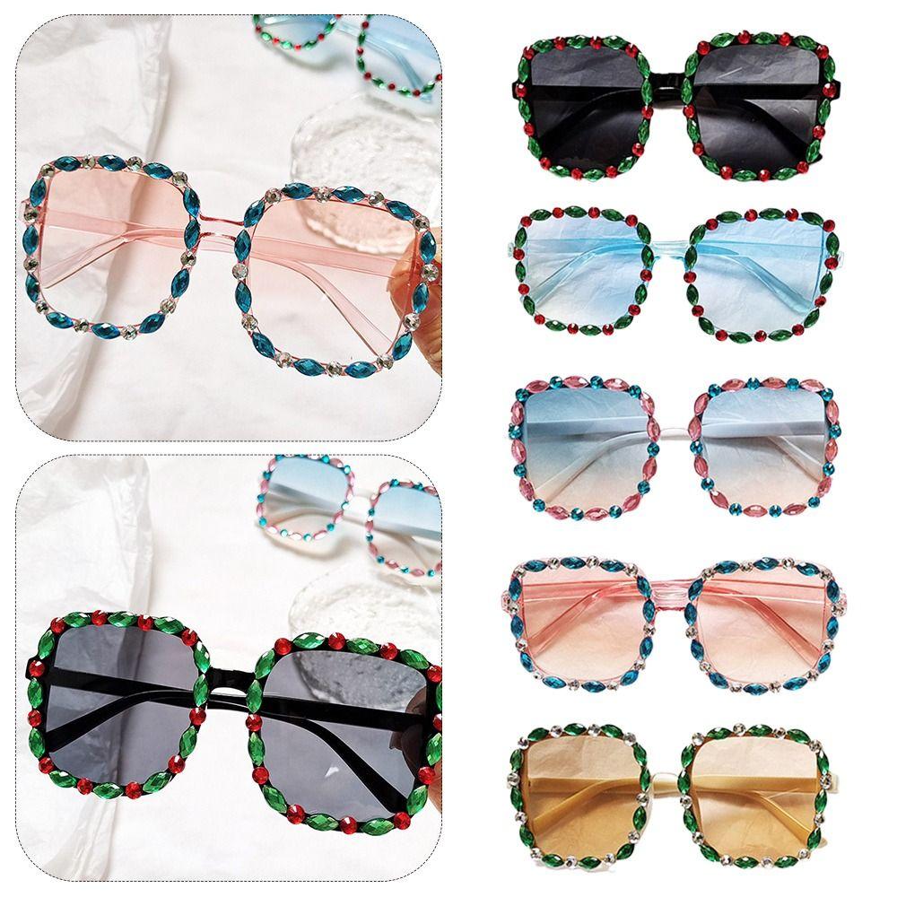 

Quadrilateral Diamond Framed Sunglasses Big Frame Women Square Sun Glasses for Outdoors