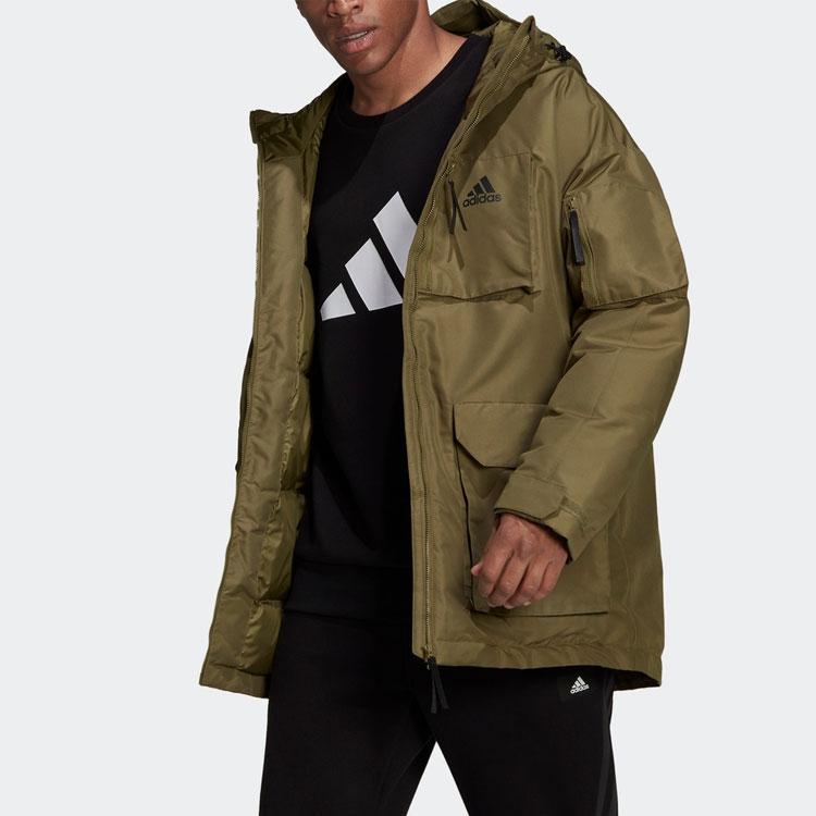 Adidas Outdoor Sports Hooded Down Jacket Men Outerwear Olive-Green H61734
