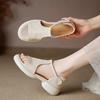Simple magic wood sandals open-toed fairy round head fairy 2025 summer new products comfortable soft surface thick sole sticker casual women's shoes