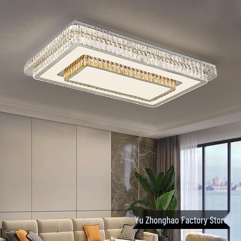 2025 Modern Rectangular Crystal Ceiling Light for Living Room, Bedroom, or Restaurant