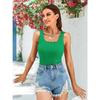 Attraco Built In Bras Tank Top for Women Square Neck Scallop Trim Camisole Summer Sleeveless Ribbed Cami Top