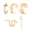 Minimalist Snake Leaf Design 5-Piece Ear Cuff Set Women Non-Piercing Alloy Earring Clip Studs