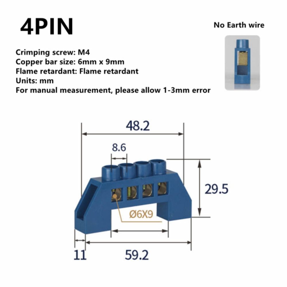 Blue Green Zero Line Brass Screw Grounding Bridge Terminal Copper Bridge Type Rail Terminal Wire