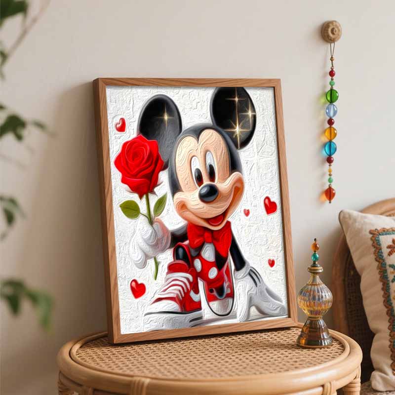 Disney Oil Paint Hand Painting Kit Romantic Mickey Rose Decoration Classic Style Home Decor Art DIY Painting Gift For Valentine's Day