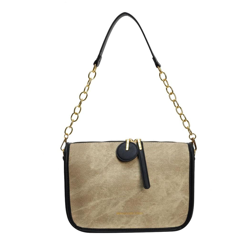 Ielgy Large-Capacity Bag Contrast Color Shoulder Messenger Bag Retro High-End Ladies Pillow Bag