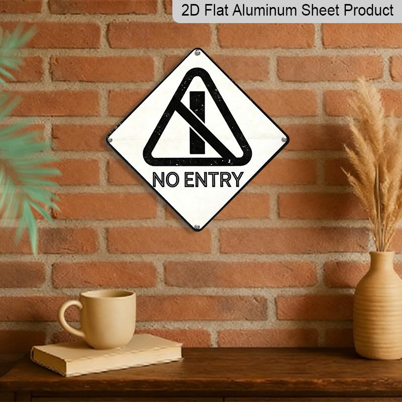 2D Flat, 1pc, Vintage Metal Aluminium Sign, No Entry Theme, Warning Decor Gift for Friends, Suitable for Garage, Office, Hallway, Warehouse, Work
