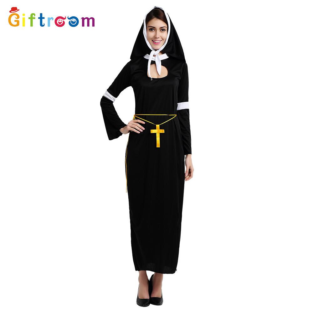 

Модный длинный женский костюм монахини, изготовленный из высококачественной ткани полиэстер