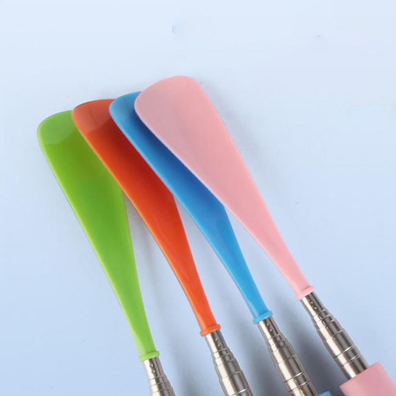 Retractable Shoe Horns Lazy Shoe Helper Long Handle Alloy Shoes Lifter Non-slip Shoehorn Adjustable Seniors Shoe Spoon Accessory