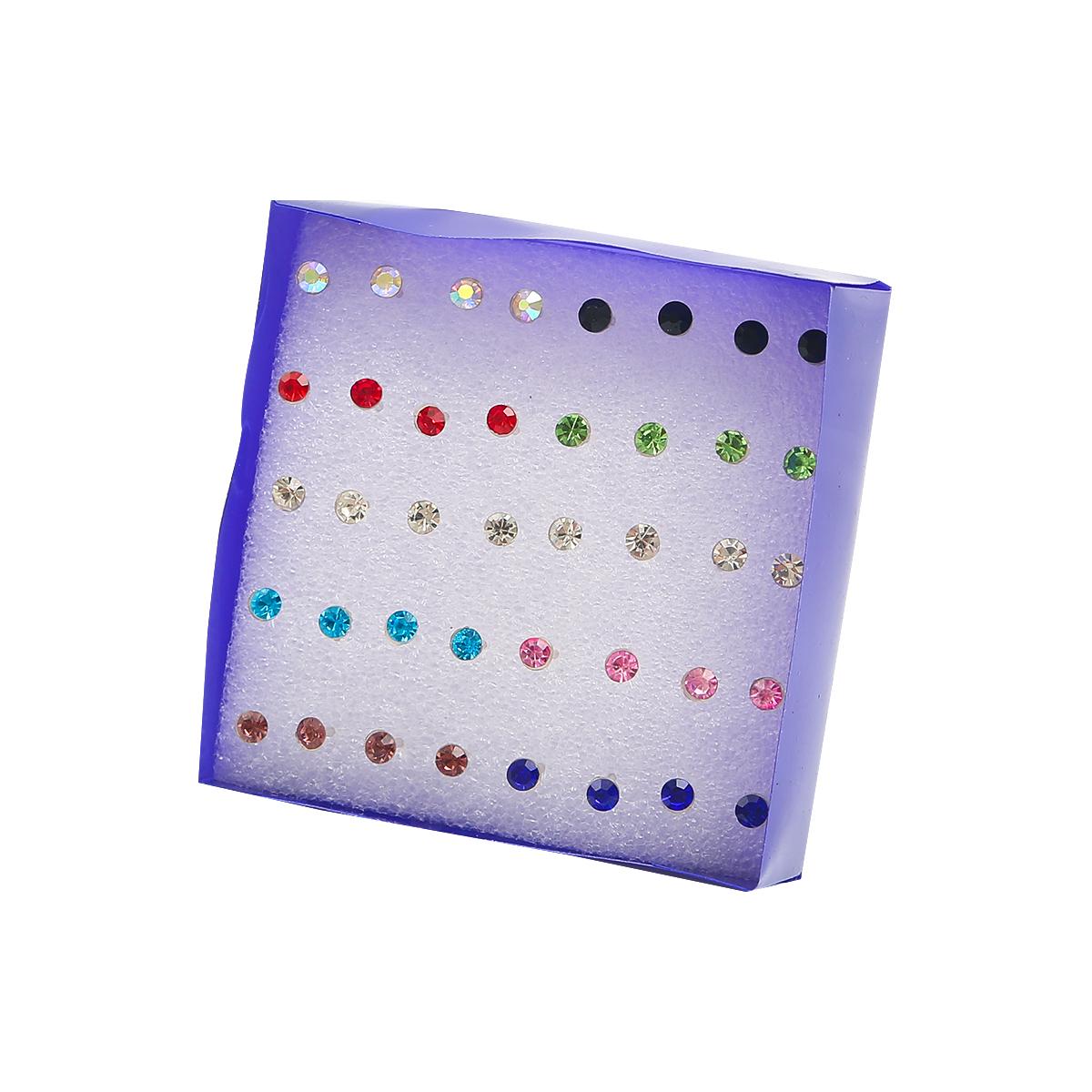 

20 пар/компл. простые серьги-гвоздики, набор серег для женщин и детей с коробкой, серьги, ювелирные изделия разноцветный