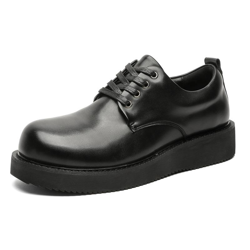 Versatile Men's Leather Platform Derby Loafers - Lace-up Wedding & Office Shoes