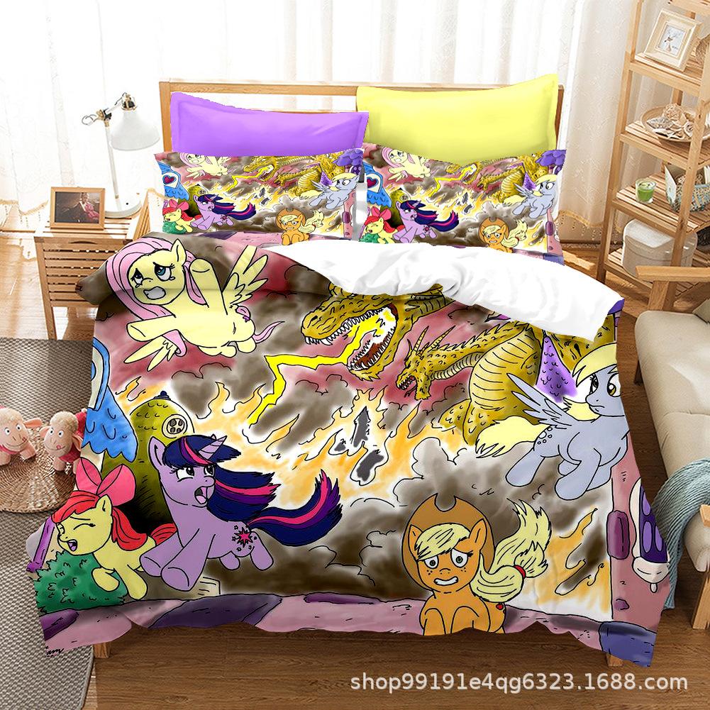 Sady povlečení My Little Pony Přikrývka Prošívaná přikrývka Přehoz na postel Povlak na peřinu Povlak na polštář Sady 2-3 kusů Dětské Velikosti pro dospělé Domácí dekorace