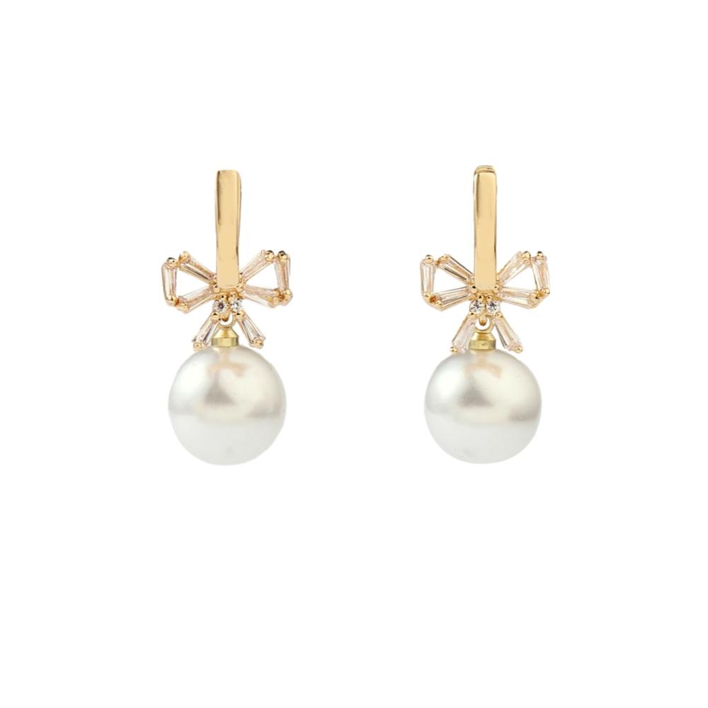 1 pár třpytivých kulatých/oválních imitací perly Visací náušnice pro ženy Motýlek s kubickou zirkony Svatební doplňky