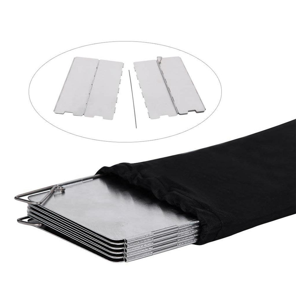Folding Stove Windscreen 10 Plates Aluminum Camping Cooker Stove Wind  with Storage Bag