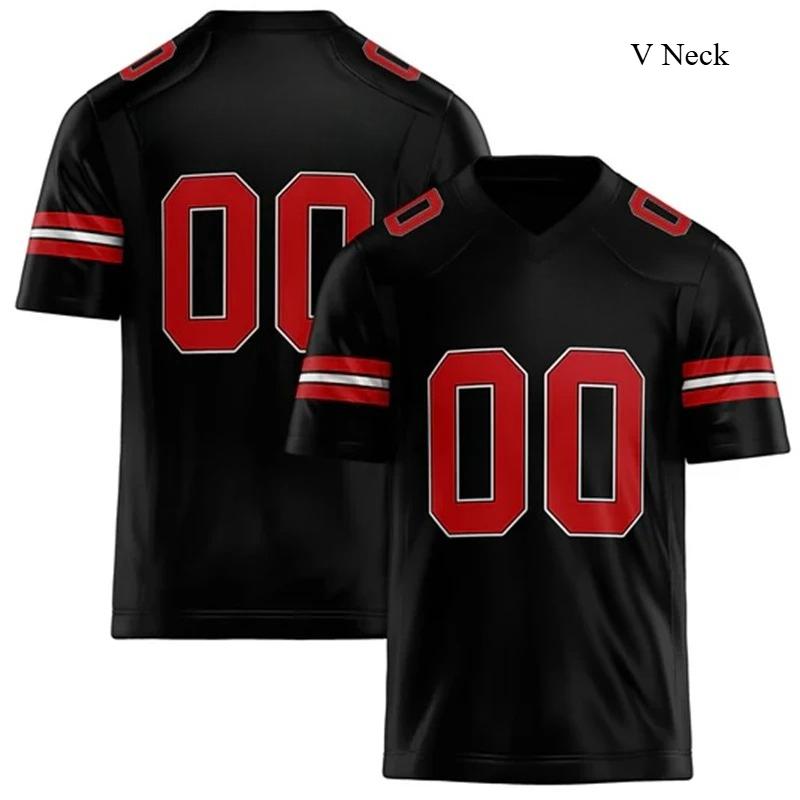 Rugby T-shirt Personalized V Neck Black Mens Sports T Shirt Loose Quick Dry Team Uniforms