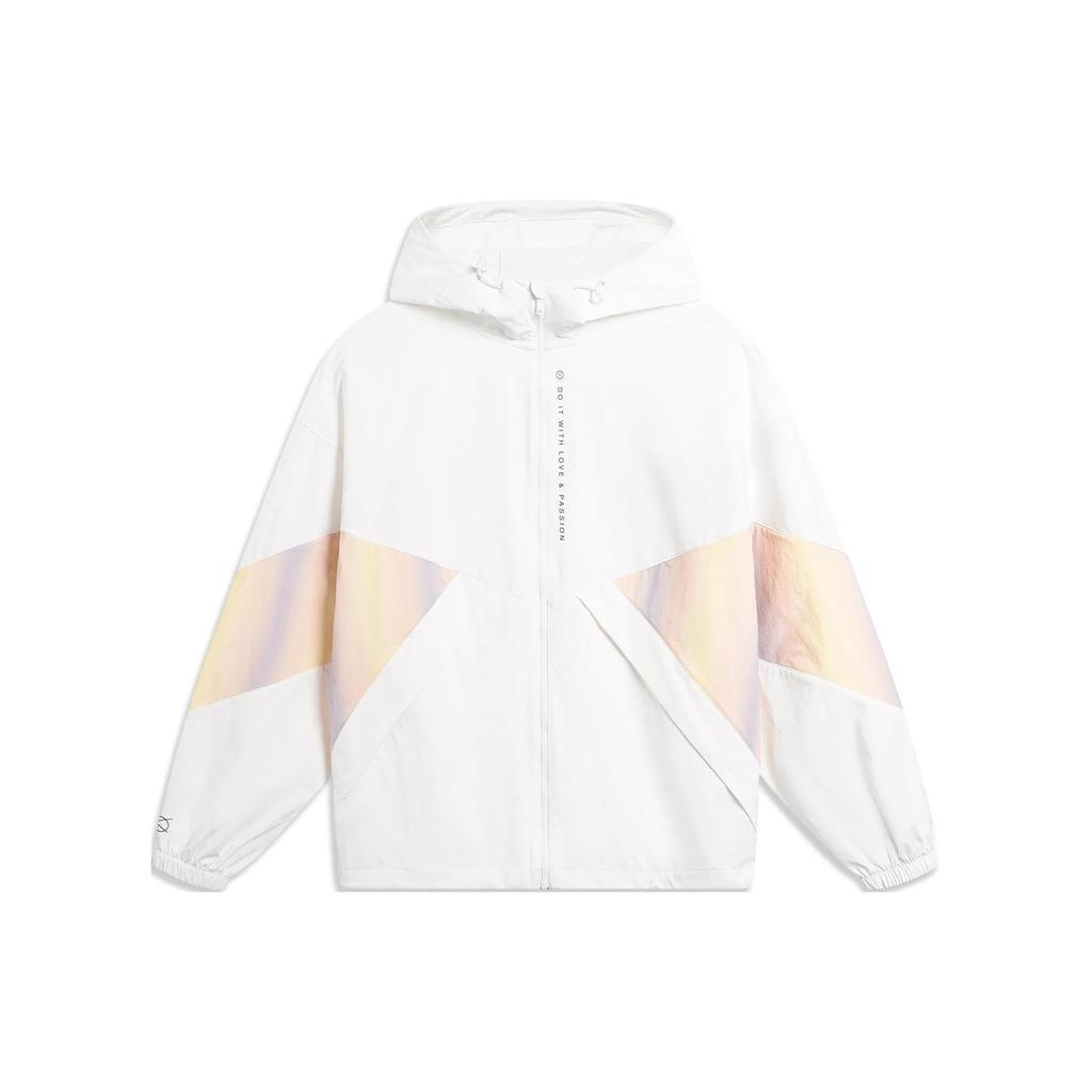 Li-Ning Wade Series Color Block Hooded Water-Resistant Loose Sports Jacket Men Jacket Standard-White AFDU013-4