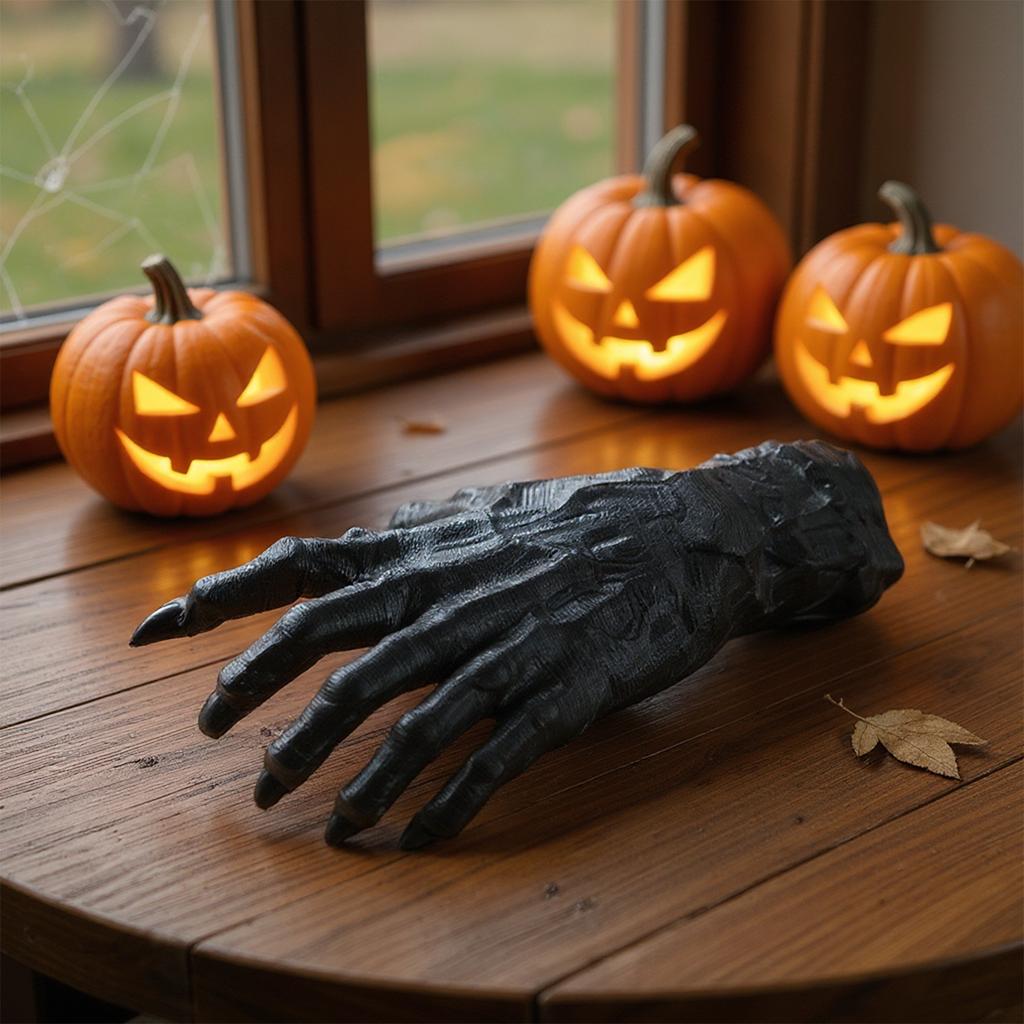 1 Set Halloween Resin Handwerk Dämonenklaue Haken Halloween Requisite Resin Geisterhand Ornament Kreative Geisterhand für Party
