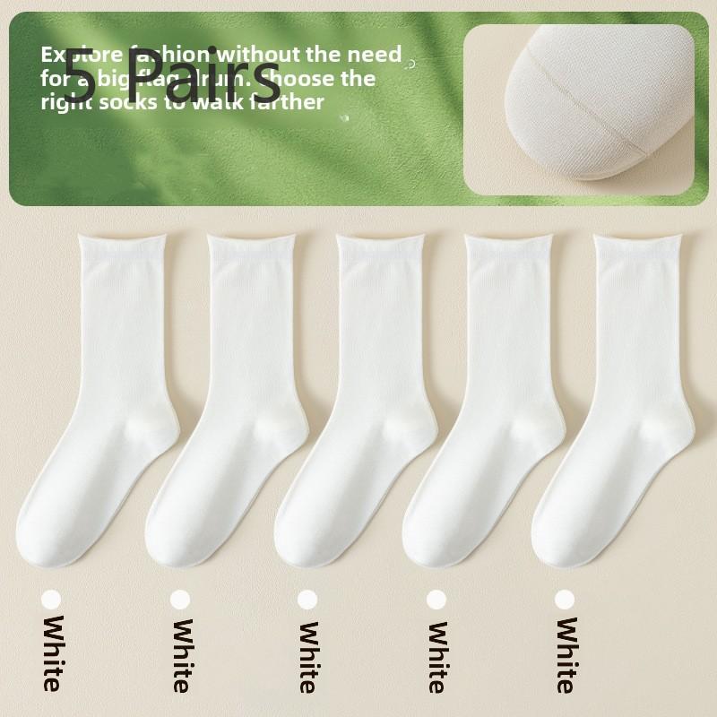 5 par damskich wiosenno-letnich skarpetek bezszwowych w jednolitym kolorze, oddychających, pochłaniających pot, dezodorujących