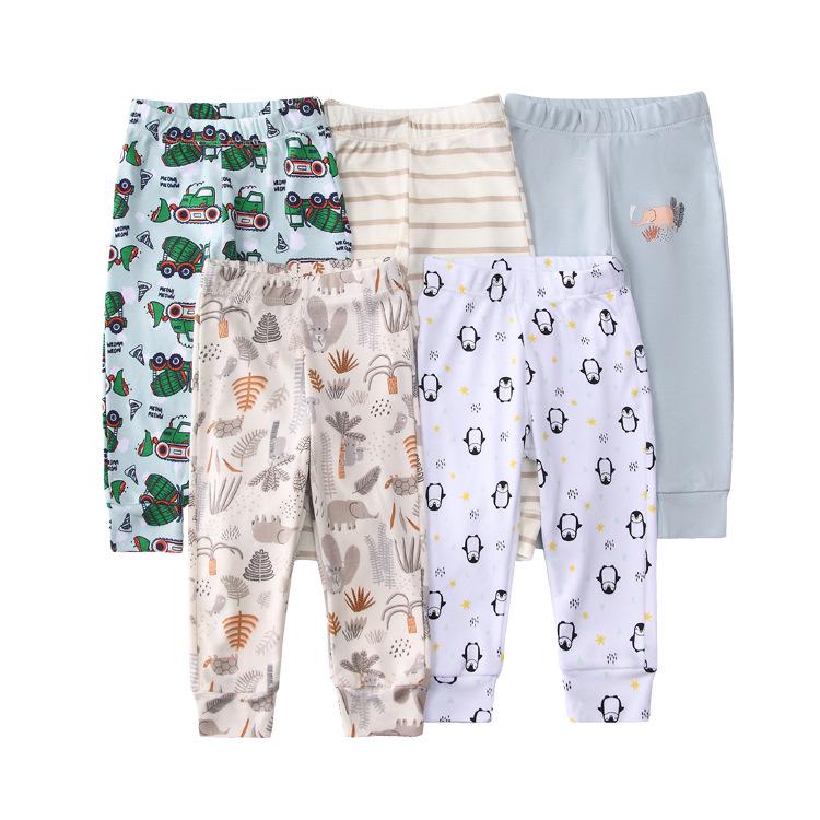 Mamaspap Kids' Spring/Autumn Homewear: Mixed Color 5-Piece Infant Trousers Gift Box - Cross-Border Delivery