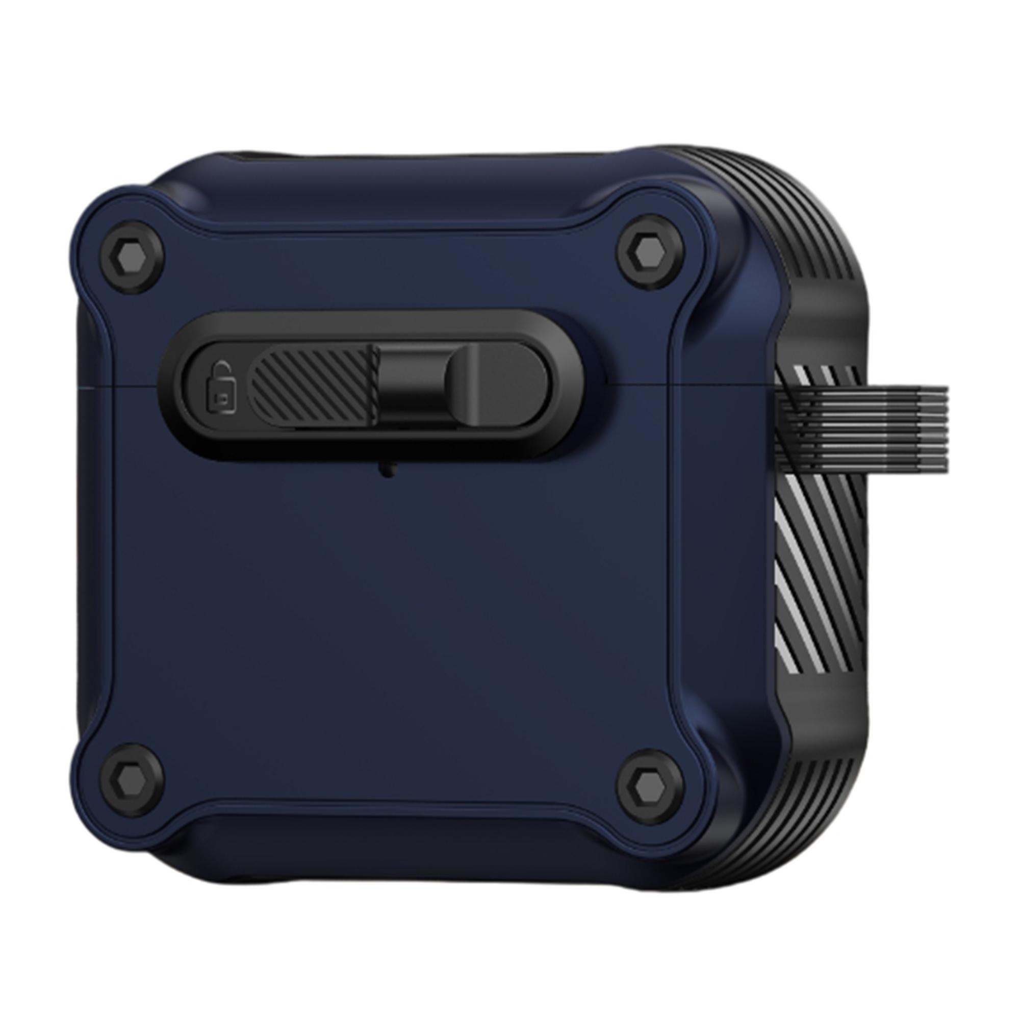 

Для AirPods 4 с чехлом ANC TPU+PC Чехол для наушников с передним замком Карабин Dark Blue