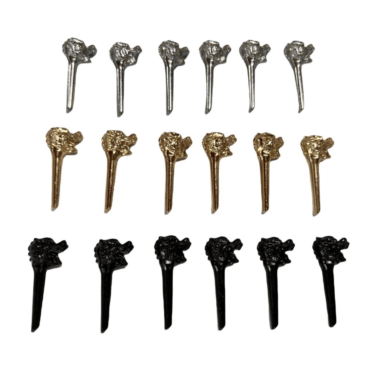 6-Piece Guitar String Pin Set - Chrome/Black/Gold Black 6-Piece Set