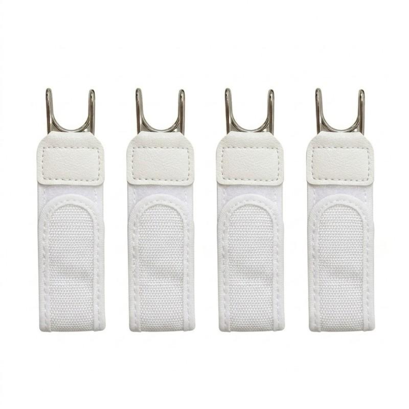 A95D-White 4PCS Invisible Side Belt No Buckle Elastic Stretch Adjustable Belt For Men For Women Jeans