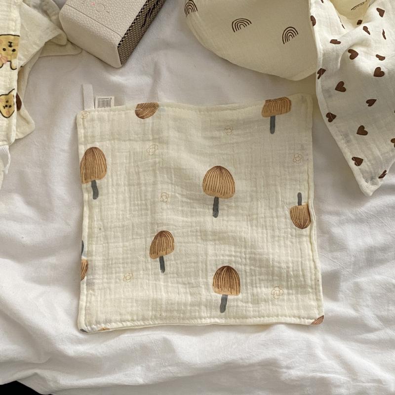 25x25cm Simple, Cute and Fresh Cotton Yarn Absorbent Face Towel Small Square Towels Soft Household Cleaning Tool Accessories